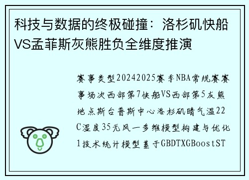 科技与数据的终极碰撞：洛杉矶快船VS孟菲斯灰熊胜负全维度推演